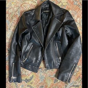 Thick vegan leather moto jacket